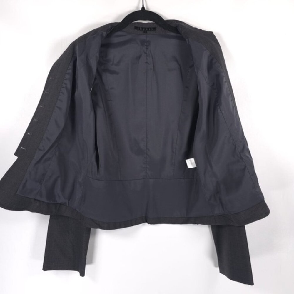 Theory Wool Blend Usamade Button Up Collared Crop… - image 4